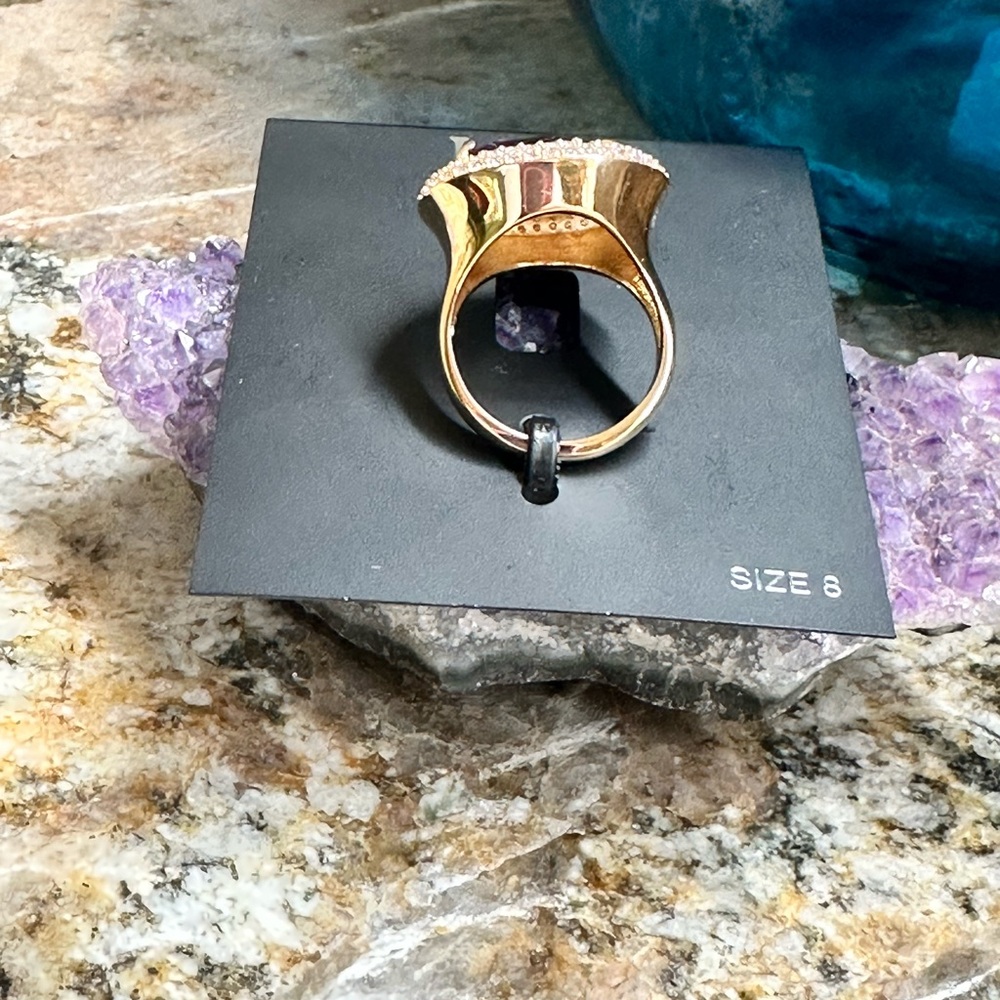 INC Gold Ruby CZ Stone Ring - Picture 3 of 9